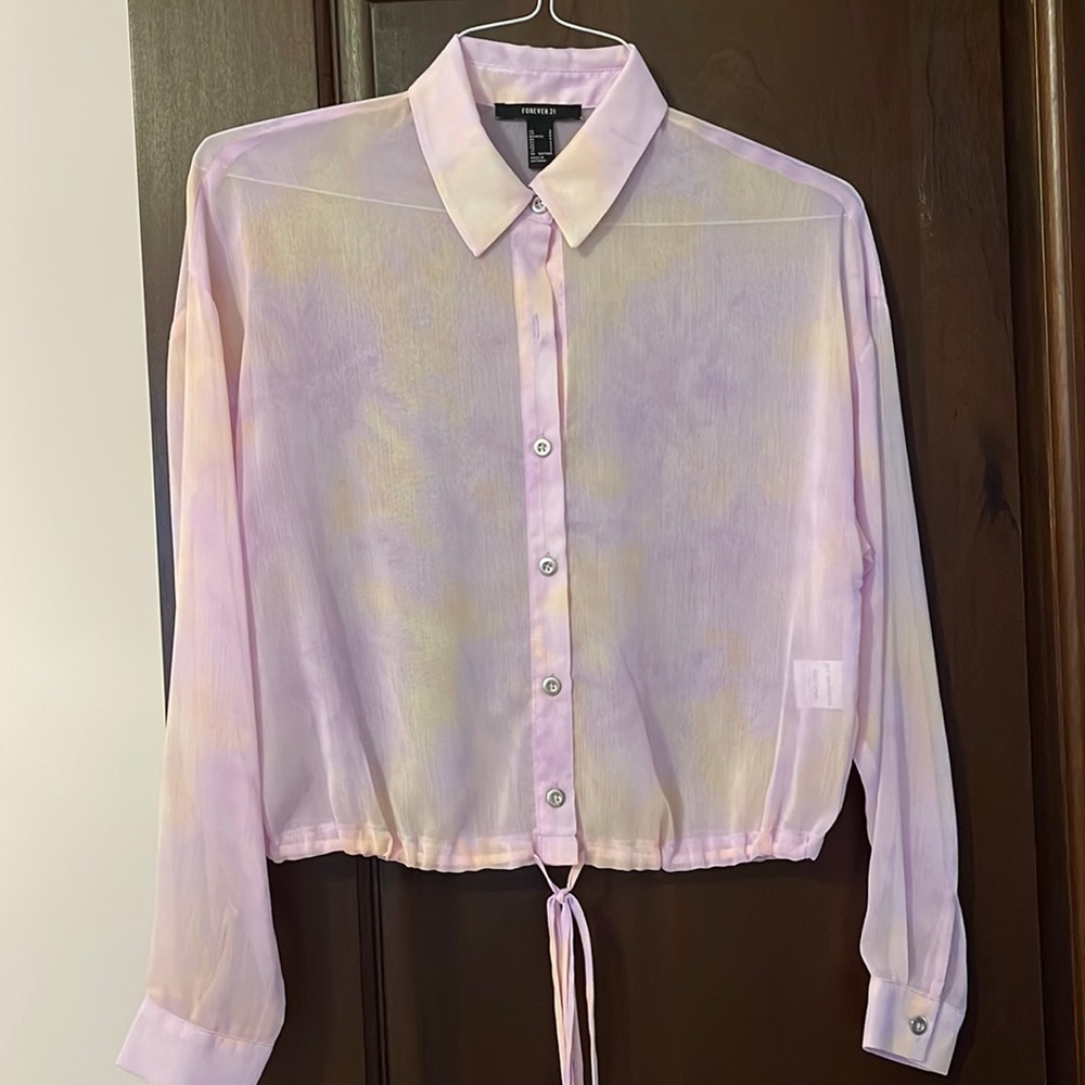 Forever 21 sheer tie dye blouse size small